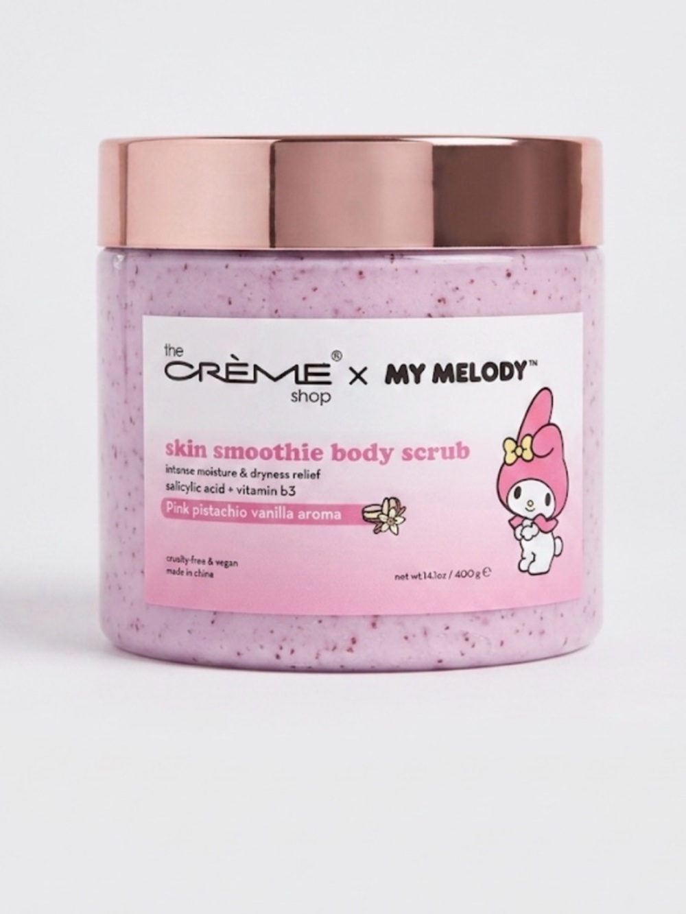 NEW The Crème Shop x My Melody Skin Smoothie Body Scrub - Pink Pistachio Vanilla